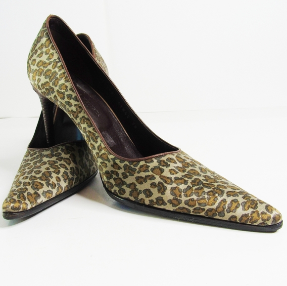Bottega Veneta Satin Leopard Print Pumps SZ 38 - Picture 1 of 12